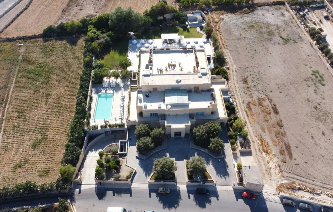 Aerial view of Xara Lodge and its surrounding grounds